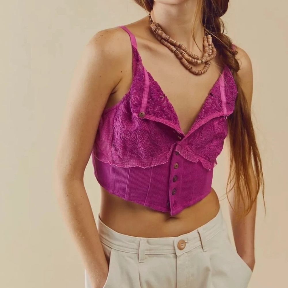 NWT Free People Have My Heart Tank In Raspberry Sherbet